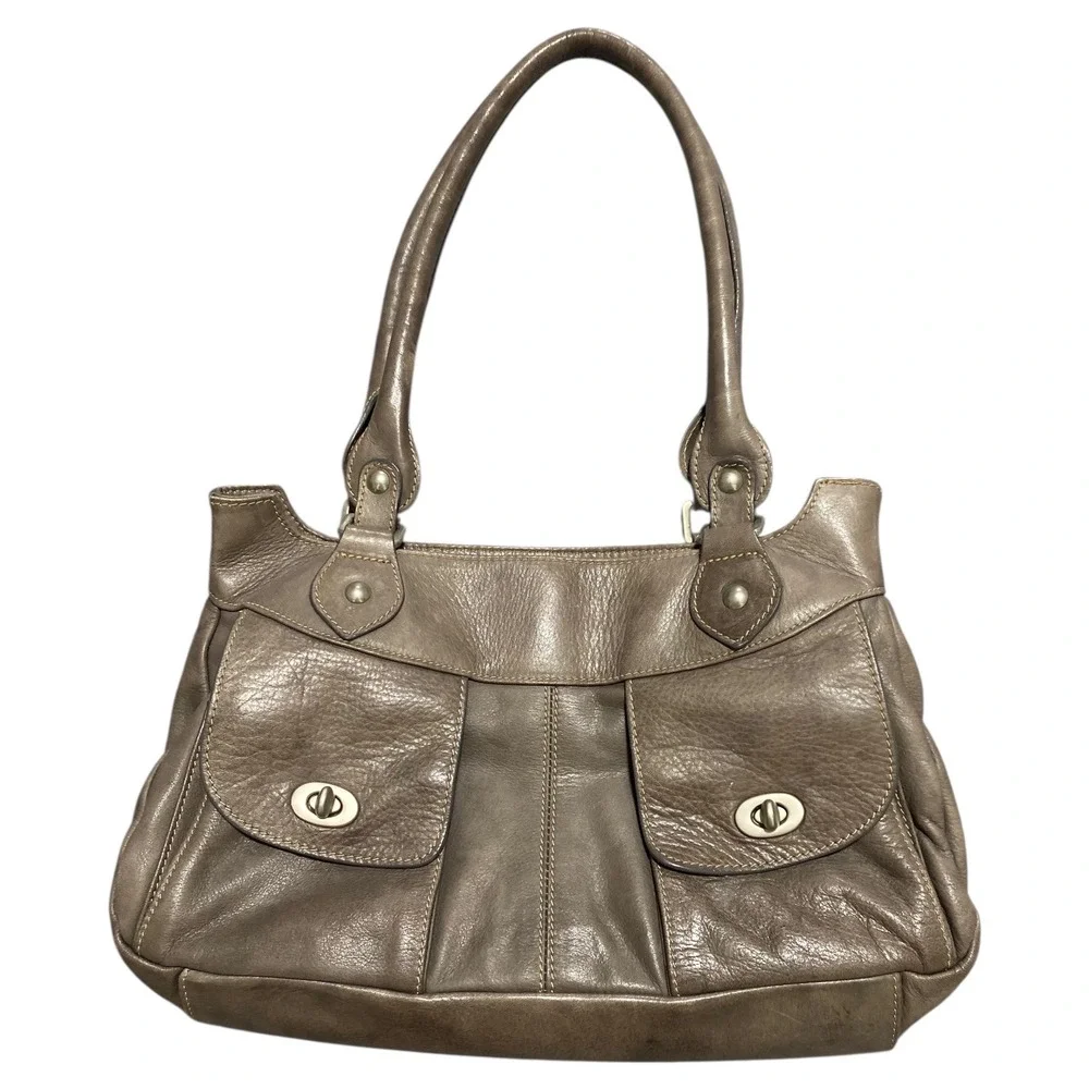 Sundance Leather Shoulder Bag Taupe Hobo Purse Made in Italy Pockets Boho